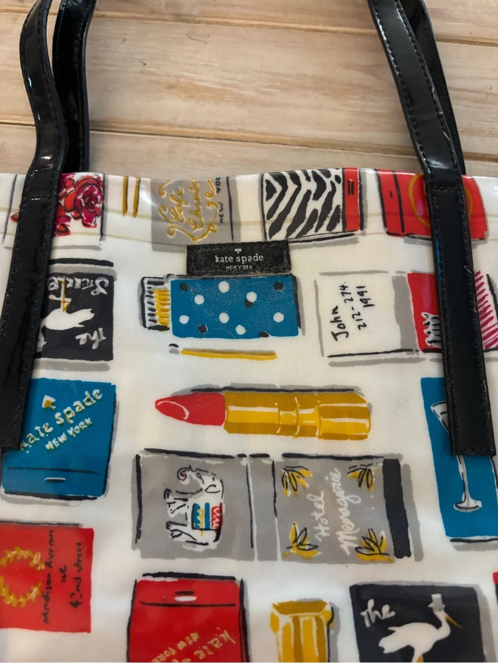 KATE SPADE MORGAN MATCHBOOK LIPSTICK PRINT TOTE- BON SHOPPER